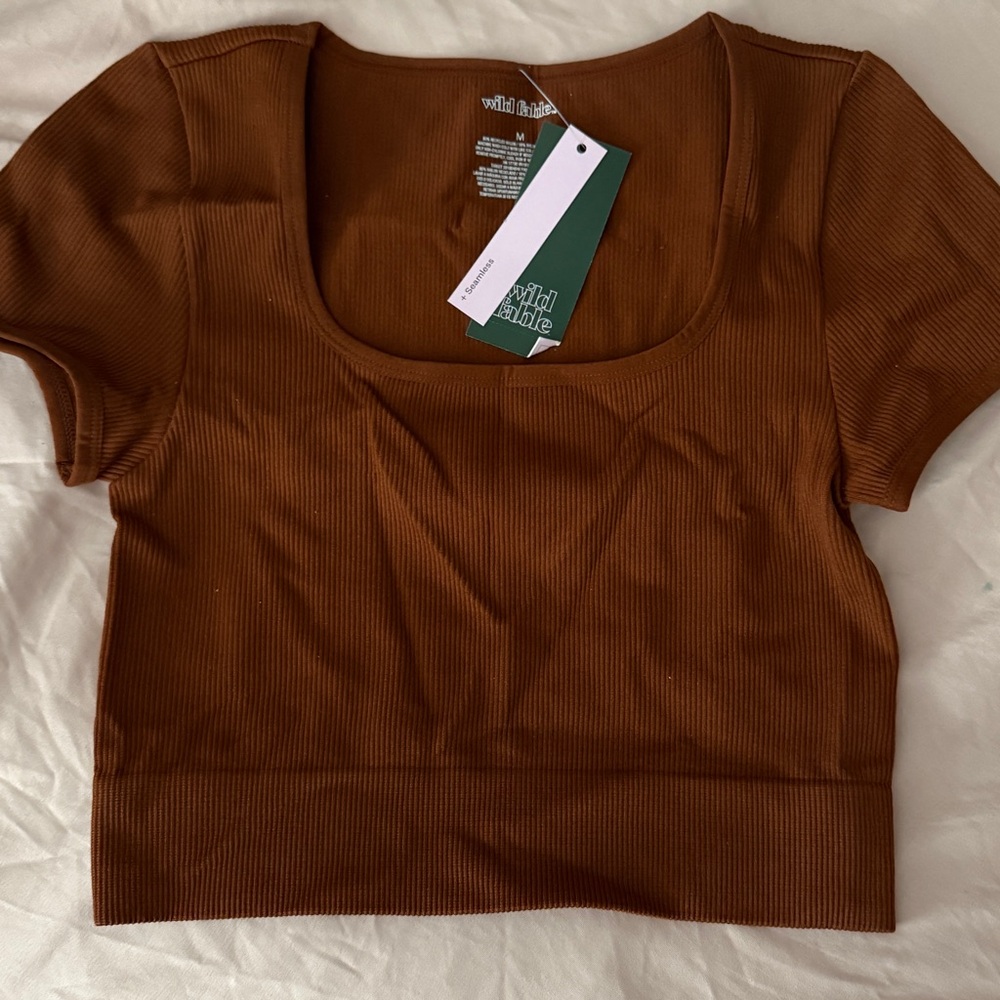 Wild Fable Women's Brown Ribbed Top NWT